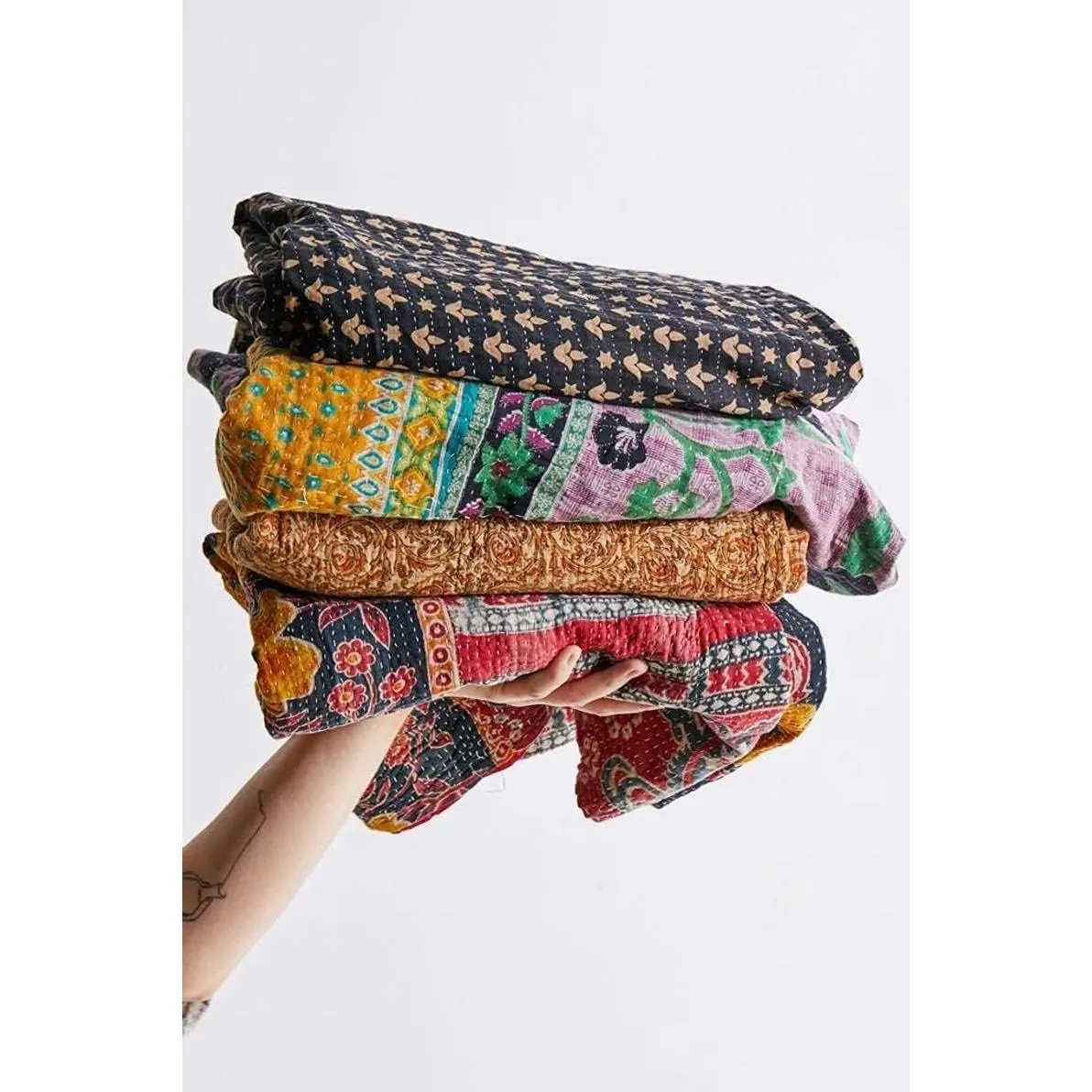 Craft Indian Vintage Kantha Throw Reversible Cotton 1 Colors RCKQT0096 RCKQT0096 55X85 Inches