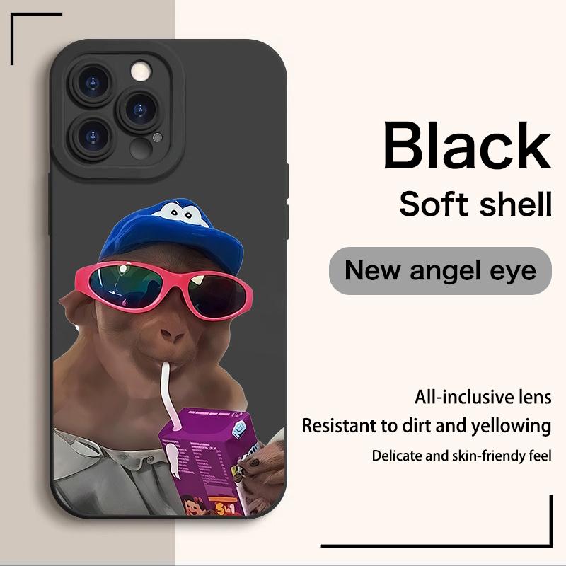 Cute Monkey Pattern Phone Case , TPU Soft Silicone , Fully Protected and Shockproof For iPhone 16 15 15Pro Max 14 14Pro 13 12 11 X 16promax Plus Cool