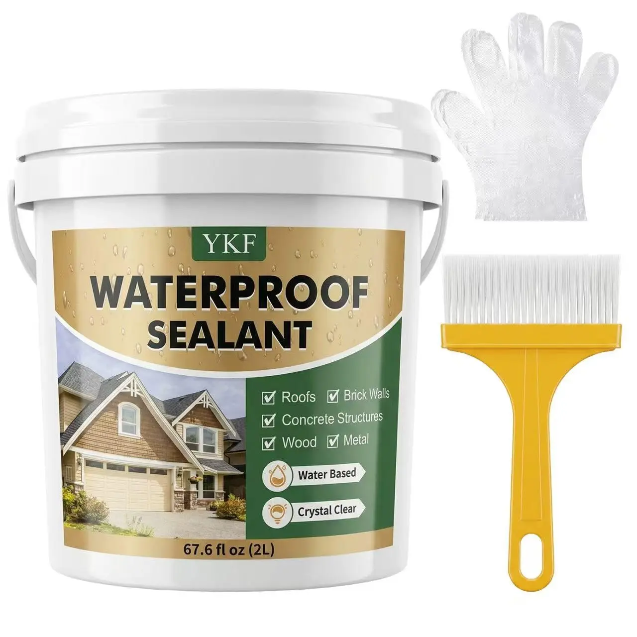 YKF Transparent Waterproof Sealant 68 fl oz, Clear-Based Invisible Leak Repair Coating for Roofs,,, Shower,, Concrete, Wood,, Indoor &