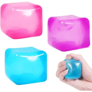 Stress Cube Squishy Stress Balls for Adults Kids Fidget Toy Ice Cubes Square Shape with Filling Pink Purple Blue 3pcsfidget toys