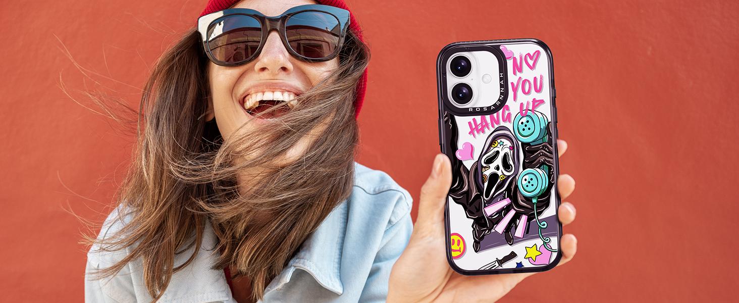 Compatible for iPhone 16 Case Cute - Durable Shockproof 6.6 ft Drop Impact Phone Case - Black Funny Nature Flower Design for iPhone 16 6.1"