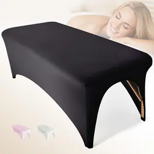Professional Stretchy Reusable Lash Spa Bed Cover Massage Table Beauty Bed Protective Topper for Lash Extension Massage Spa Beauty Salon Wax Tattoo (Black)