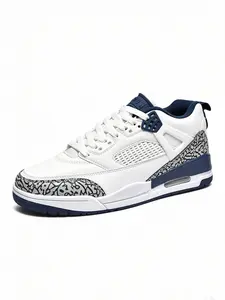 New Low Top Board Shoes, Unisex Mesh Breathable Casual Sports Shoes, Visible Air Pad Heel, Anti-Slip Durable Student Trendy Basketball Shoes