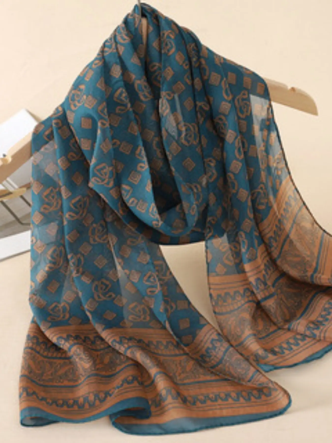 150x45cm Lightweight Vintage Scarf, Bohemian Paisley Pattern Shawl, Versatile Multi-Use Wrap, All-Season Travel Accessory & Gift