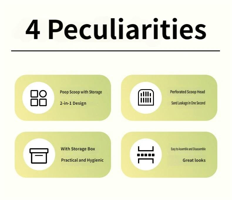 Multi-Function Cat Litter Scoop With Built-In Trash Bin, Large Capacity Litter Scooper With Bag Storage, Dual Gap 6mm+8mm Sifter Scoop For Most Cat Litter, No-Mess Litter Box Cleaner With Ergonomic Handle