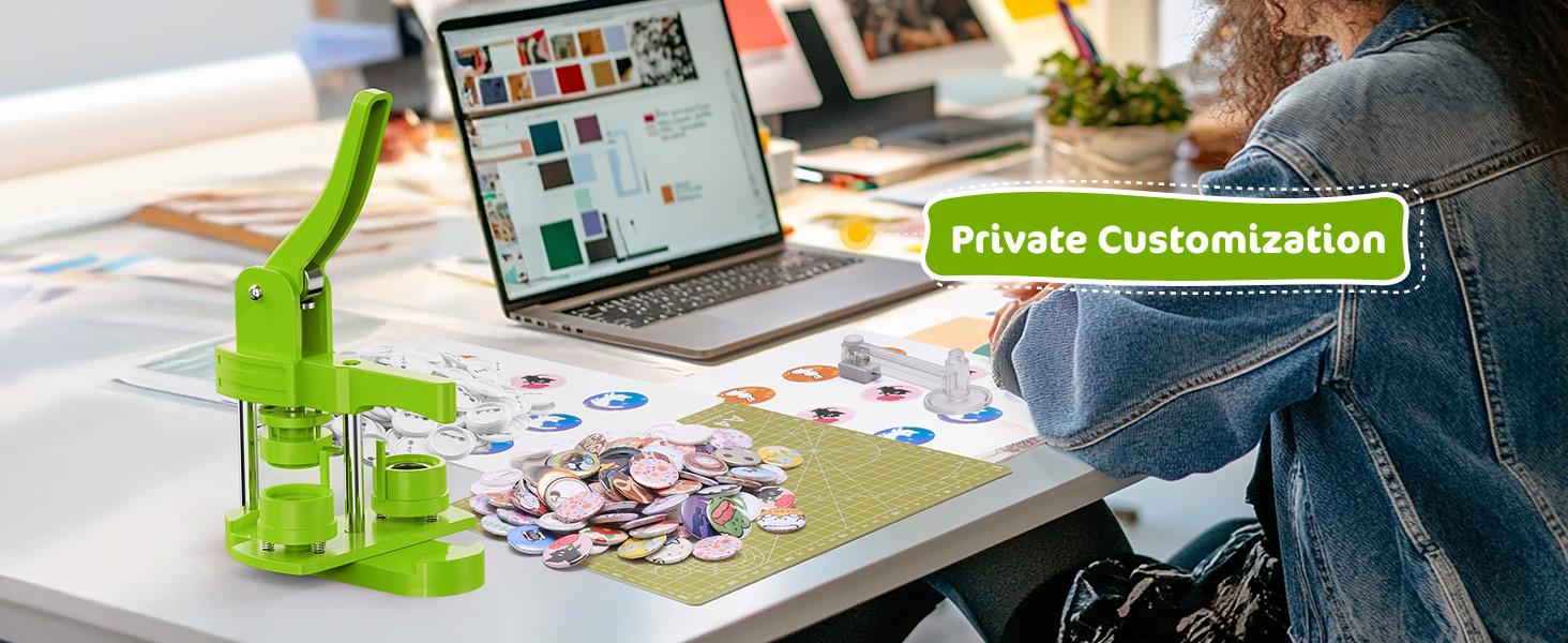 32mm Button Maker Kit – 1.25 Inch Button Maker Pin Badge Press Machine with 100PCS Supply Parts & Circle & Cutting Mat, Perfect for & Birthday Gifts