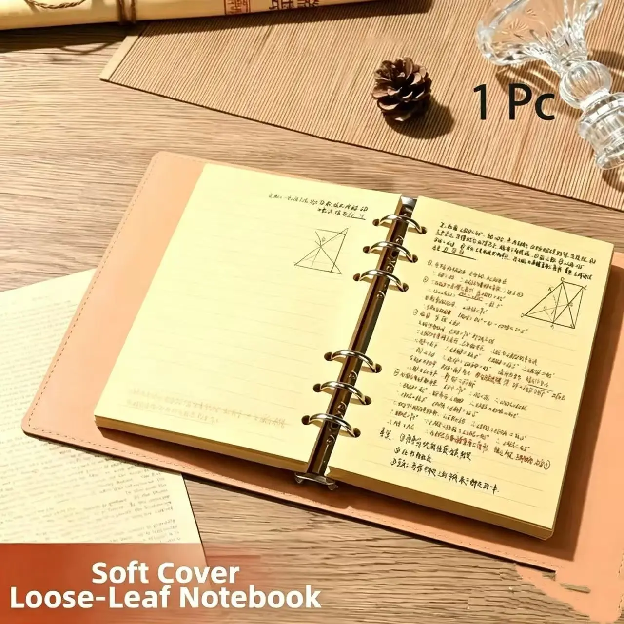 120 Sheets A5 A6 Leather Refillable Binder Notebook, Loose Leaf Journal with Metal Rings, Lined Notebook for Office Study Planning, Note Taking Diary Travel MemoBook, Backto School Supplies, Studying Essentials, College School Supplies