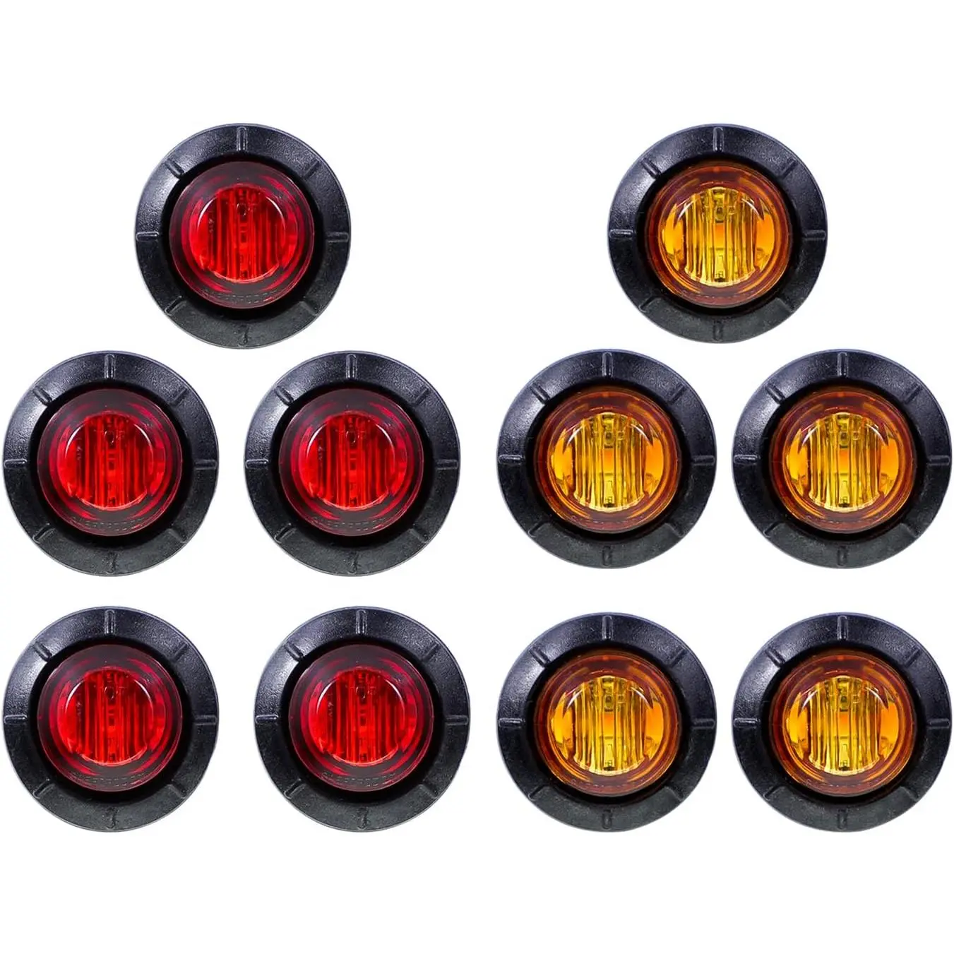 10 count 3/4 Inch Mini 5  + 5 Red Light Clearance Side Marker  Lamp  Sealed Button SMD for RV   Pickup  12V DC 3LED