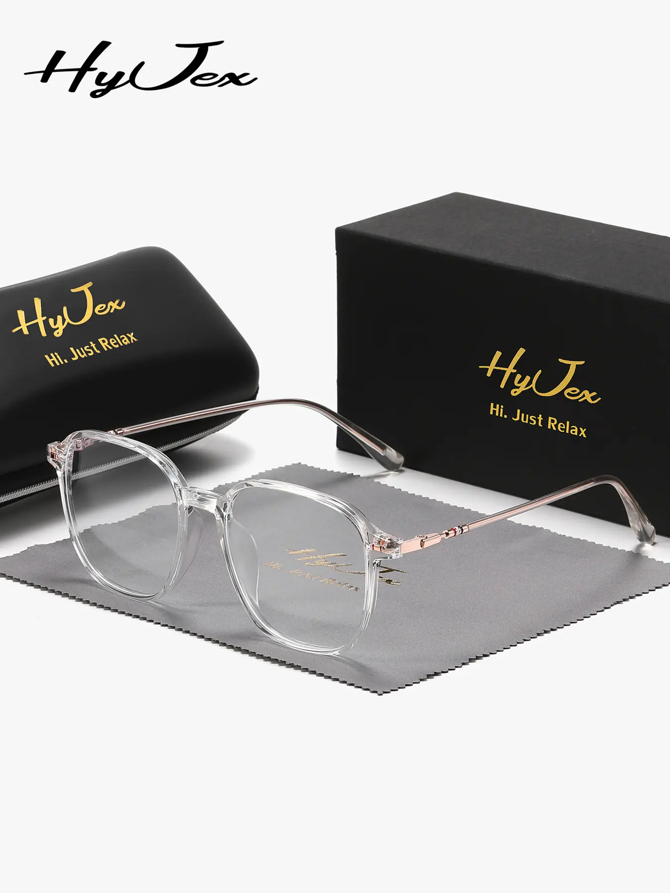 HyJex 1 Piece Unisex Effortless Wear Full Frame Plaon Glasses Ultimate Simplicity Square Frame Plaon Glasses