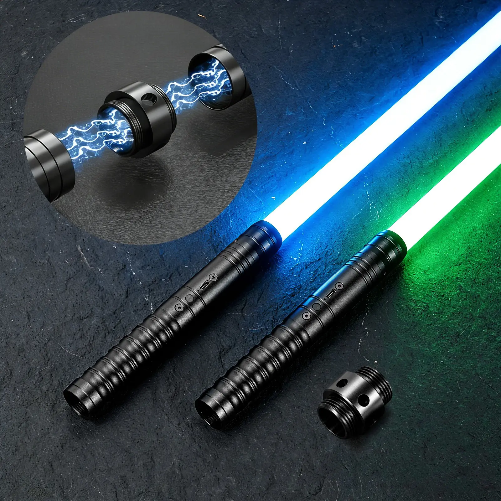 Light Saber USB Rechargeable Dueling Dual Light Sabers, RGB 15 Colors Controller, Kids and Adults Role Play Laser Sword Toy Gift, Birthday Present