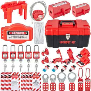 VEVOR 43 PCS Lockout Tagout Kits, Electrical Safety Loto Kit Includes Padlocks, 5 Kinds of Lockouts, Hasps, Tags Ties, Box, Lockout Safety Tools for Electrical Risk Removal in Industrial, Machinery