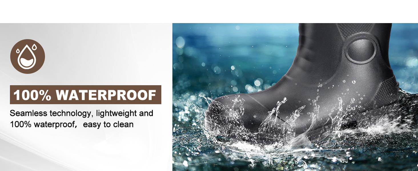 Steel Toe Rubber Work Boots for Men Waterproof Durable Concrete Boots for Hunting Manufacturing Construction