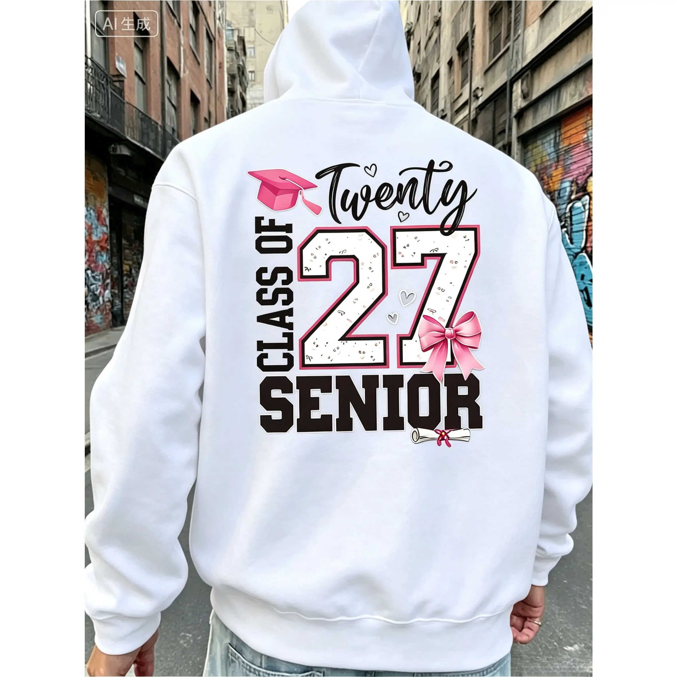 [Letter Print Hooded Sweatshirt] Class of 2027 Senior 2026 New Sweatshirt Hoodie Perfect for Black Friday Outfits And Casual Winter Commuting