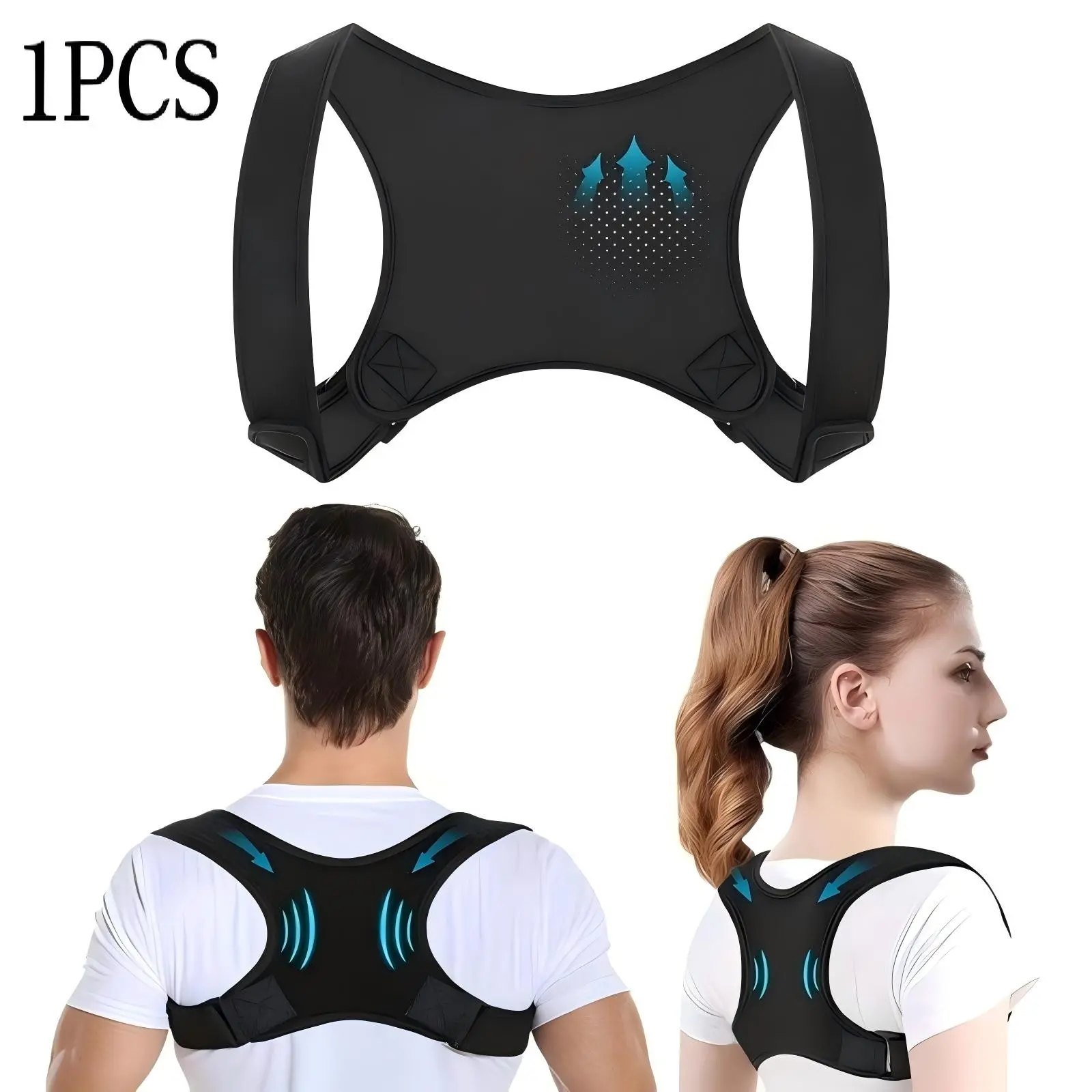 Unisex Adjustable Posture Corrector Back Support Belt, Back Correction Band, Breathable, Non-Slip, Ergonomic Support for Improved Posture, Suitable for Sitting, Standing, Comfort Fit, Posture Trainer, Anti Hunchback, Hunchback Orthotic