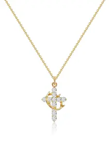 Faith & Beauty Cross Necklace, Hypoallergenic 18k Gold-Plated Iris Flower, Long Necklace with Crown Accent, Unisex Christian Gift