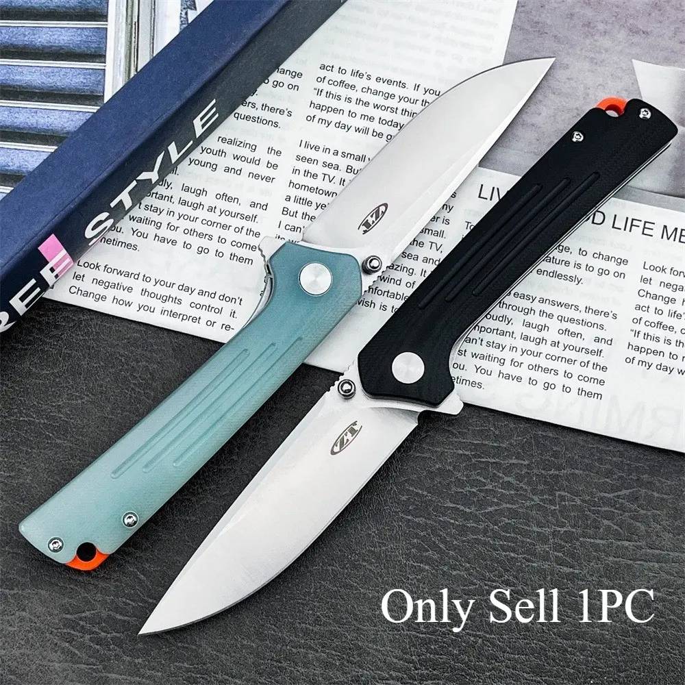 Lightweight and portable folding knife, matte brushed D2 blade, G10 handle with vertical texture for anti-slip, smooth bearing for opening and closing, suitable for commuting EDC, short trips camping, tabletop play, and knife collection.