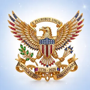 US 250th Anniversary Brooch Pin, USA 250th Anniversary Metal Lapel Pin, Patriotic Eagle Rhinestone Lapel Pin, Independence Day Souvenir Gift