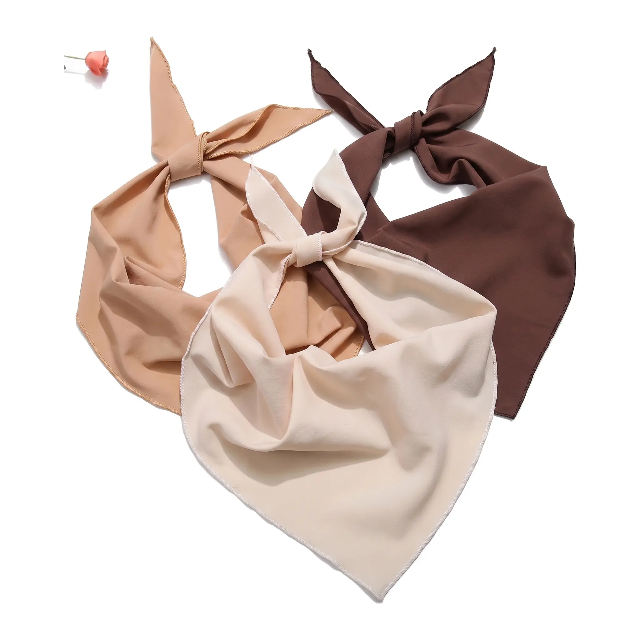 Vintage Floral Headband Set Boho Chiffon Bandana Scarf Ladies Soft Breathable Lace Edge Hair Accessories 3-piece Triangle Headscarf Daily Travel Party Yoga