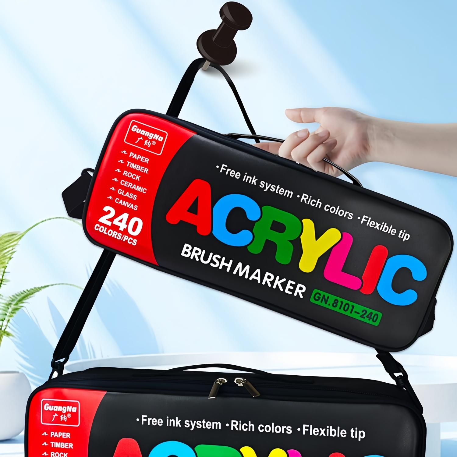 Acrylic Paint Marker Pen Set, Art Marker Pen, Brush Tip Markers, Brush Markers, 1 Box Acrylic Paint Pen for Wood, Stone, Canvas, Glass, Fabric, Egg, Rock Painting and DIY Crafts, Brush Pens, Flexible Tip Marker