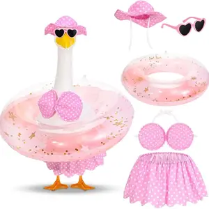 Hawaiian Porch Gander Summer Bikini Floatie Costume, Cute Home Decor, Suitable for 23-Inch Porch Gander, Fun Outdoor Decoration