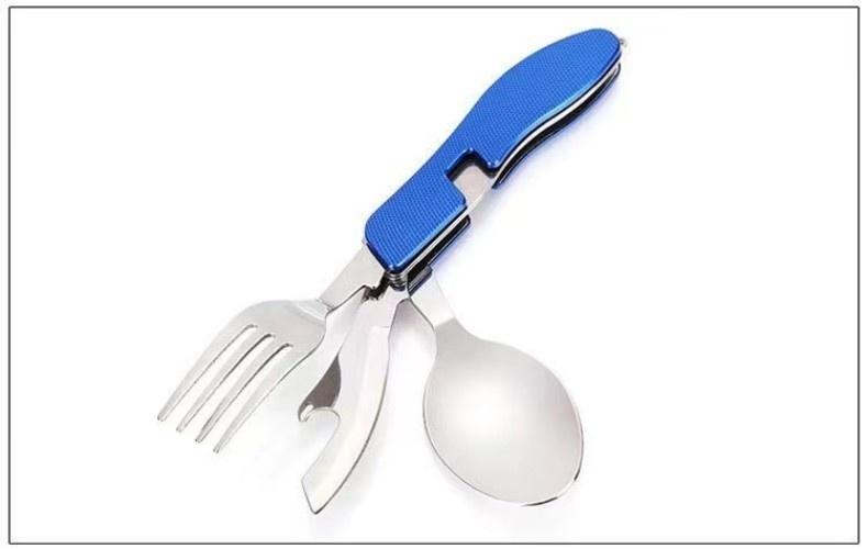 Portable Stainless Steel Cutlery Set for Travel Camping Knife Fork Spoon 3 in 1 Folding Utensils Outdoor Multi - Function Cutlery