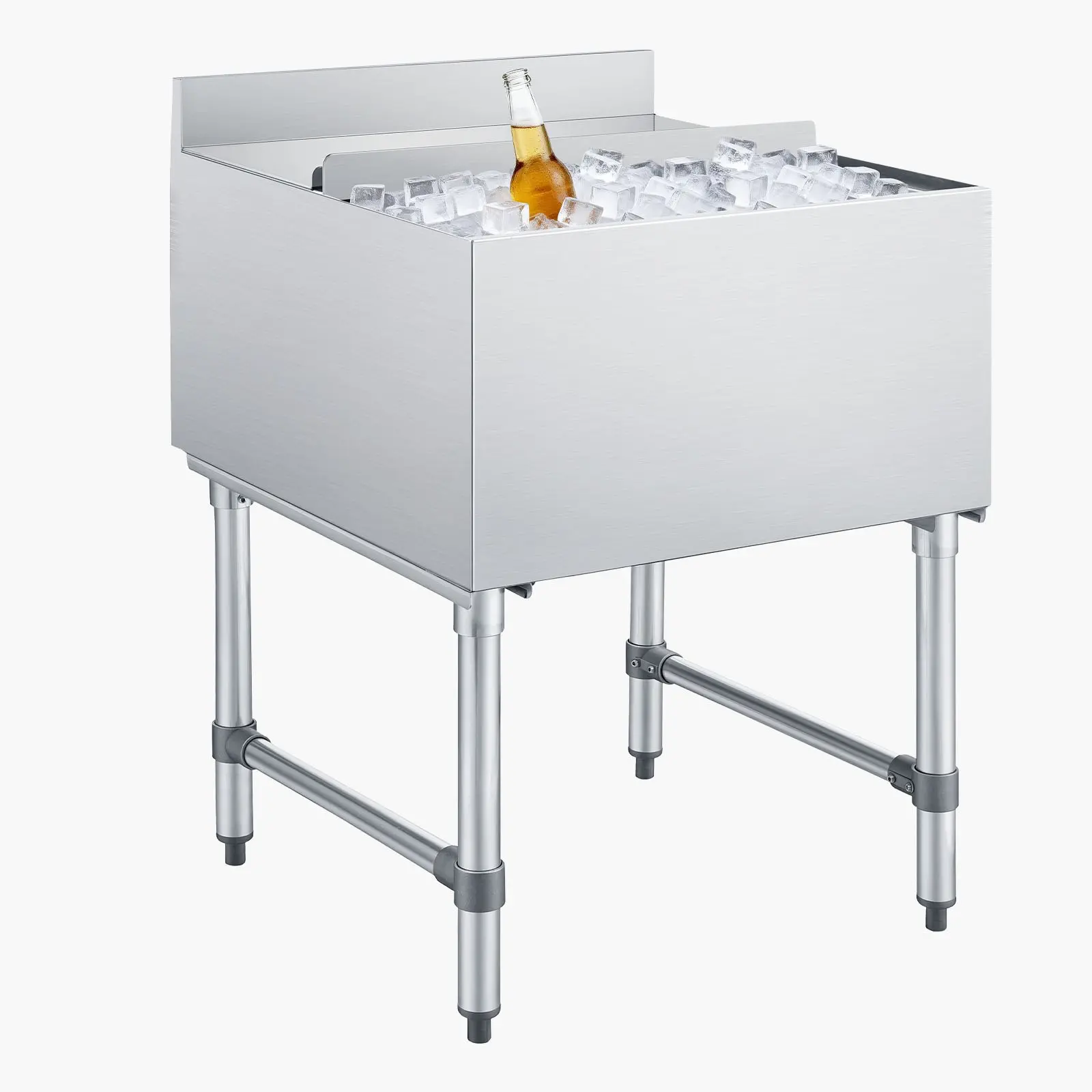 VEVOR NSF Certified Rectangular Commercial Stainless Steel Ice Bin, 79.9 Qt Max Capacity, 24x24x33 In Insulated Ice Chest with Sliding Lid, 24H Cooling, Cooler Cart Cocktail Unit for Bar, Restaurant