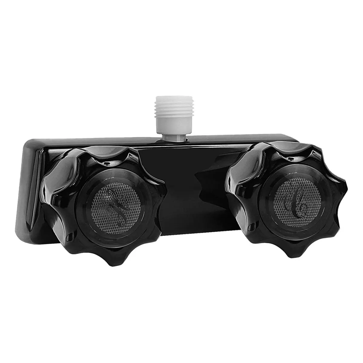 4-Inch Black Acrylic Classic RV Shower Faucet with Diverter Valve, Synthetic Construction, Precise Temp Control, Aerated Water Pressure, Easy to Clean, UPC & CUPC Certified for Camper Trailers, Precise Temperature Control