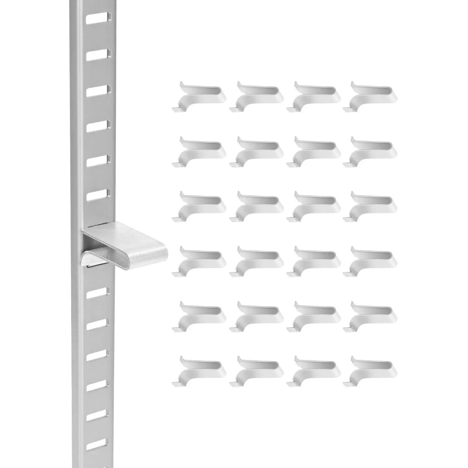 【DealsForYouDays】VEVOR Shelf Clips, 40 Pack, Adjustable Steel Pilaster Shelf Clips Support for Metal, Wood, Glass Shelves, Compatible with Wardrobes, Cabinets, Bookcases, Shoe Racks and Display Racks (Silver)