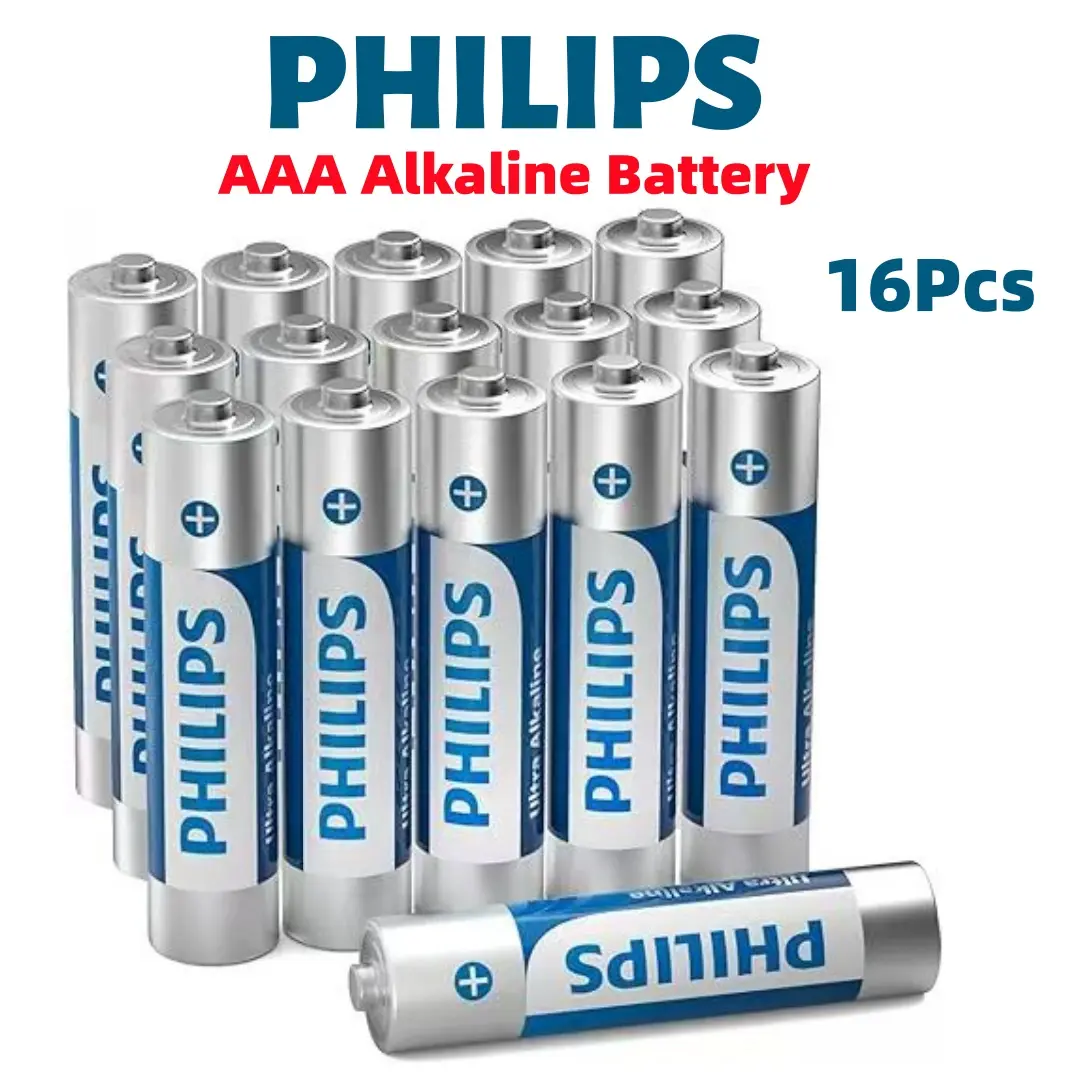 PHILIPS AAA Batteries 16 Pack, 1.5V Ultra Alkaline Triple AAA Batteries, 10-Year Shelf Life, Long Lasting Power for Remote Controls, Toys, Wireless Mouse & Everyday Devices