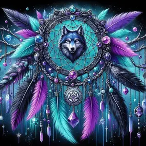 5D DIY Full Drill Round Diamond Painting - Diamond Painting Kit Dream Net Feather Mosaic Canvas DIY Wall Art, Home Wall Decoration