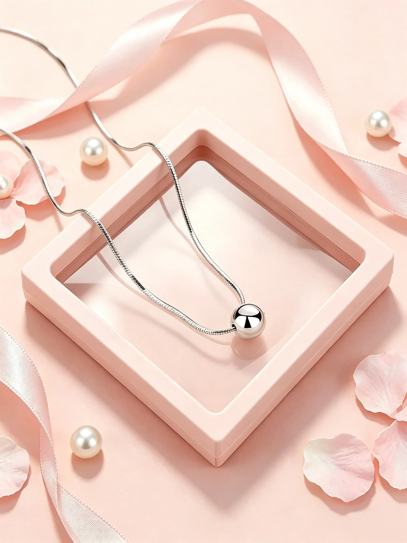 Trendy Silver Color Ball Pendant Necklace, Minimalist Geometric Circle Chain, Elegant Jewelry for Women, Perfect Gift for Christmas and Valentine's Day