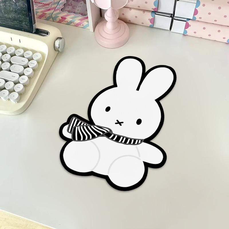 Miffy Mouse Pad Kawaii Cartoon Tech Surface with Non-slip Rubber Base for Office & Home Accessories Multi-functional Desk Mat