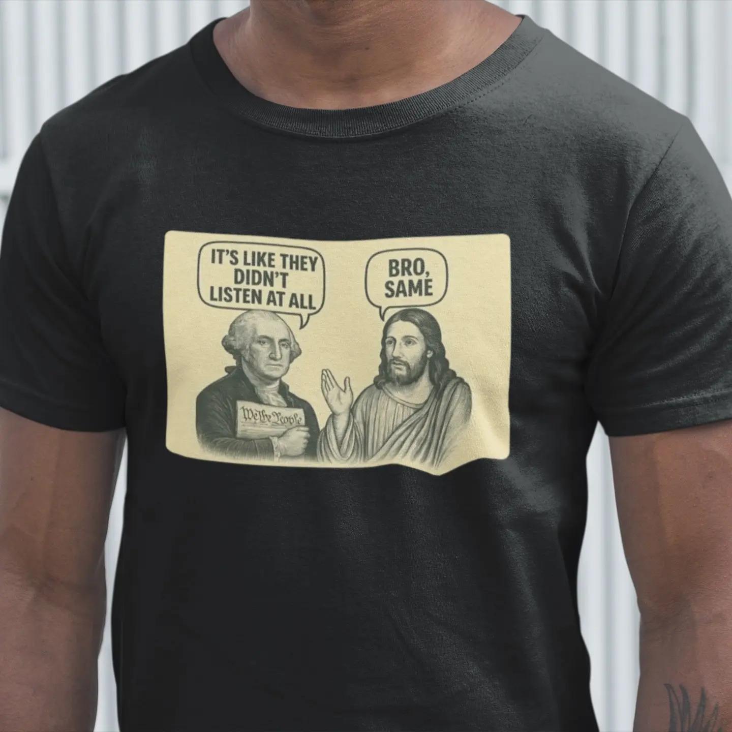 Funny "Bro, Same" Quote Tee, Trendy Casual Short Sleeve Top For Friends & Everyday Wear