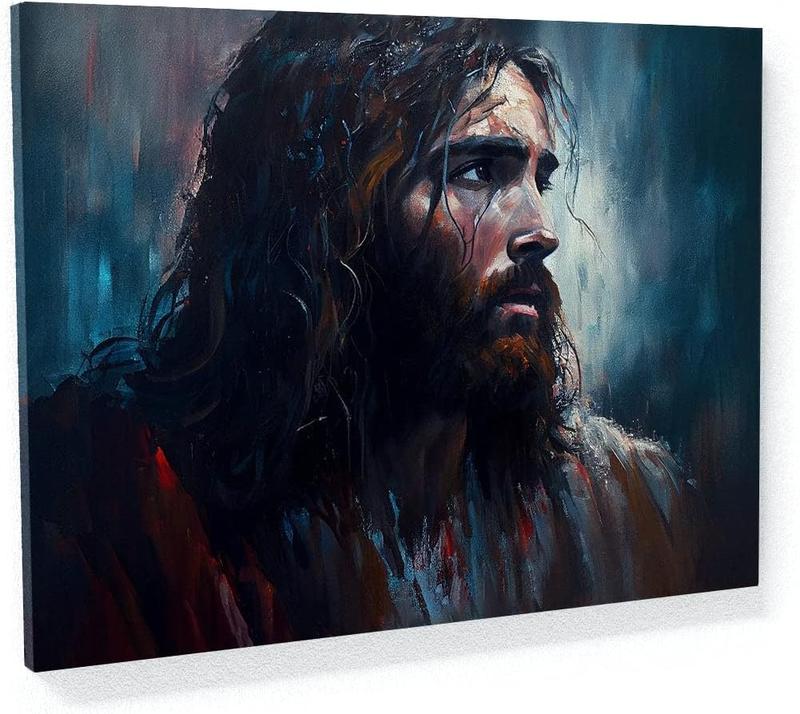 1 Count Sense Canvas Jesus 1 Canvas Art - Home Decor Wall Art Print Poster Painting Large 16x12inch Frameless