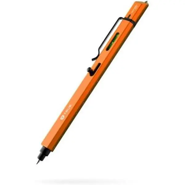 SCRYBE BOLT Multitool Pen | 8-in-1 Multitool with Ballpoint Pen, Bubble Level, 2  Screwdrivers, Glass Breaker, Scribe, Box Opener, Adjustable Clip - Orange