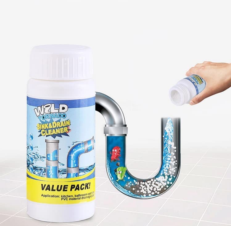 Powerful Sink and Drain Cleaner Powder, Fast Foaming Drain Cleaner for Kitchen and Pipes Cleaning Tool