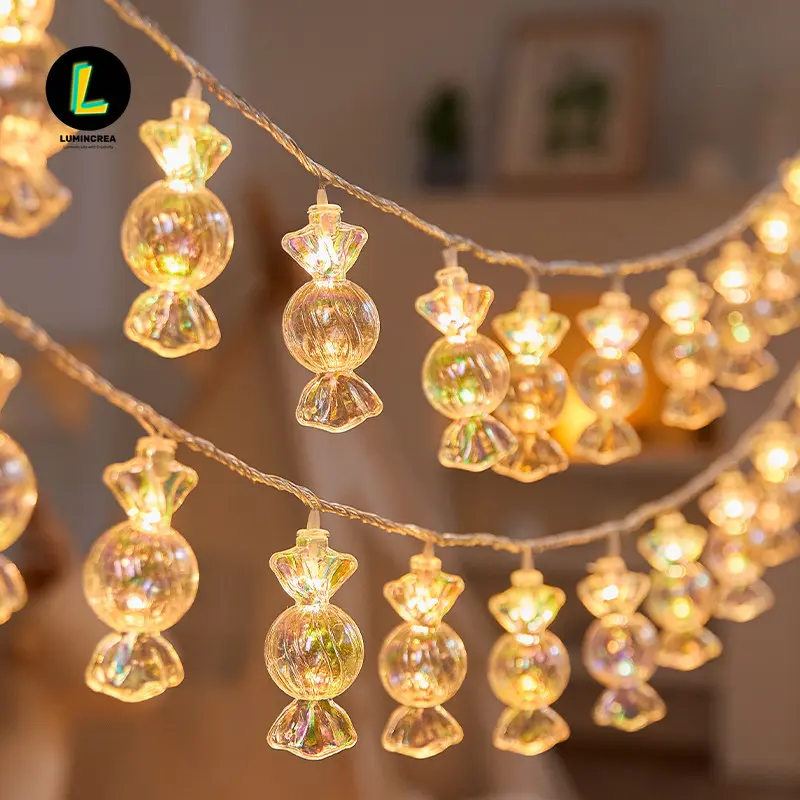 Transparent Plastic Body LED String Lights, Colorful Candy Shape Contemporary Festive Decorations for Christmas, Birthday Scene Arrangement & Creative Dress-Up Props (New Models, Outdoor Lights Backyard)