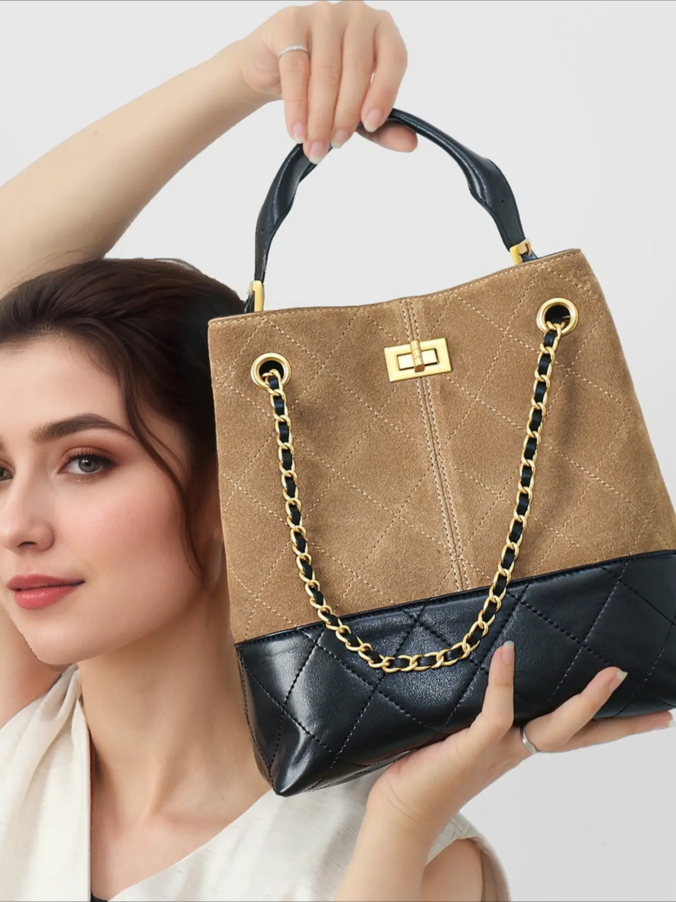 Bags Crossbody bags Women's Xiaoxiangfeng hot-selling women's bags Wandering color matching Leather commuter shoulder bucket bags