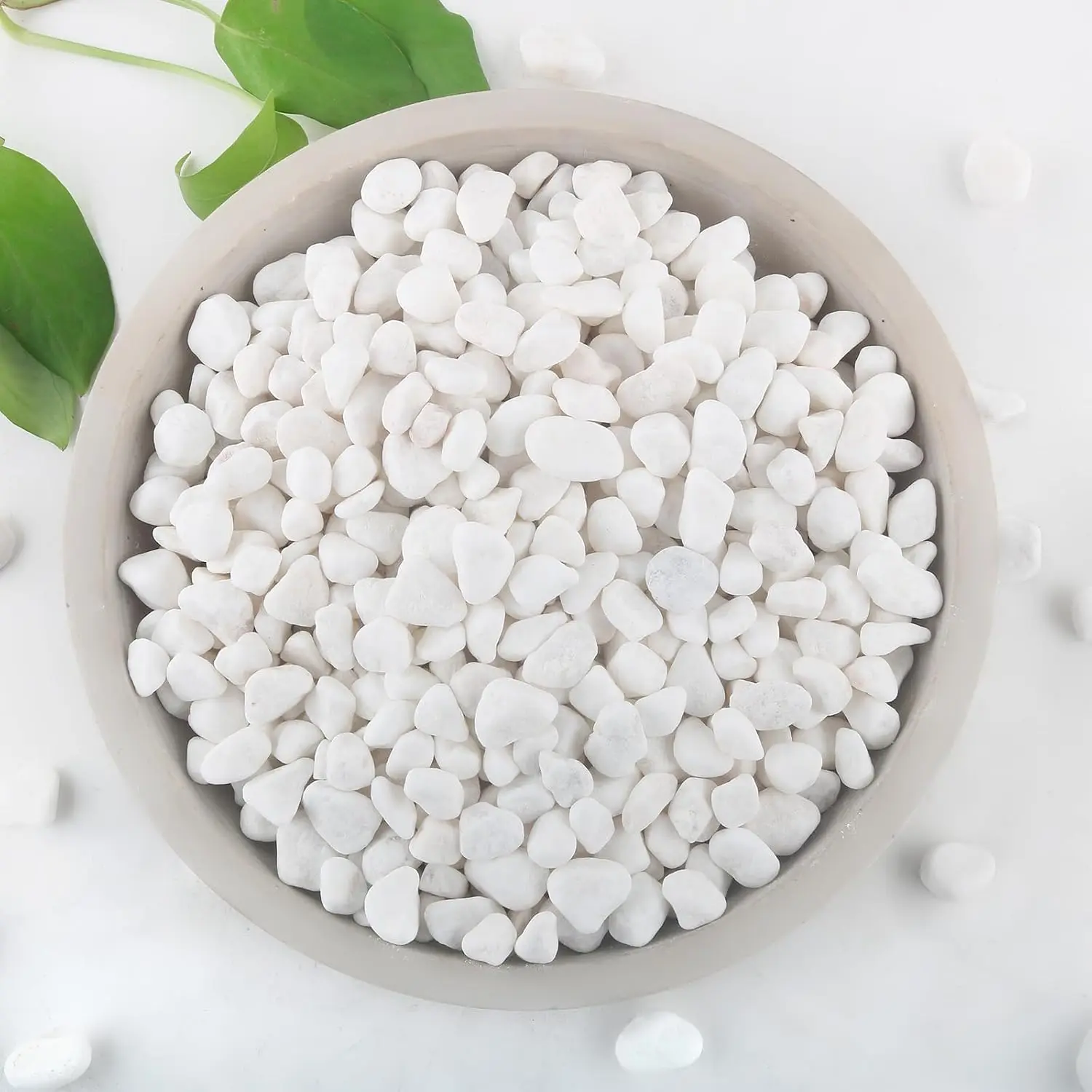 2Lb Modern Smooth-Edged White River Rock Look Stones (1/4"-3/4" Size) - Drainage Aid for Potted Gardens, Vases & Small Aquariums, Prevents Rotting, Aquarium Gravel, Smooth Edges