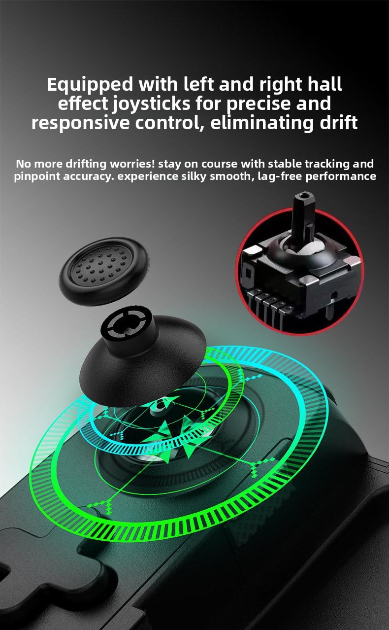 Dual Hall Effect Telescopic Gamepad - D6DP Wireless Controller for Switch Android iOS Windows