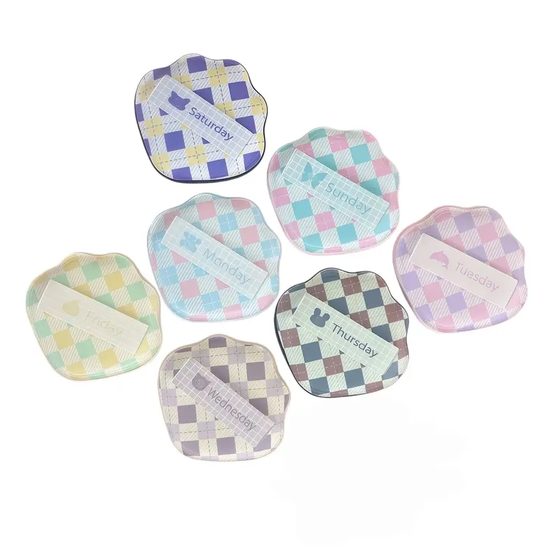 Cute Plaid Weekday Makeup Sponge Set, 7Pcs Macaron Color Fluffy Beauty Blender, Soft Water Drop Cosmetic Puff for Liquid Foundation Cream, Reusable Washable Dual Use Makeup Applicator for Daily Makeup