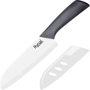 Upgrade Version 7-inch Ceramic Santoku Knife with Sheath - Light, Precise, Sharp, Nonstick Ceramic Knife - Rustproof Dishwasher Safe Chef's Kitchen Knife