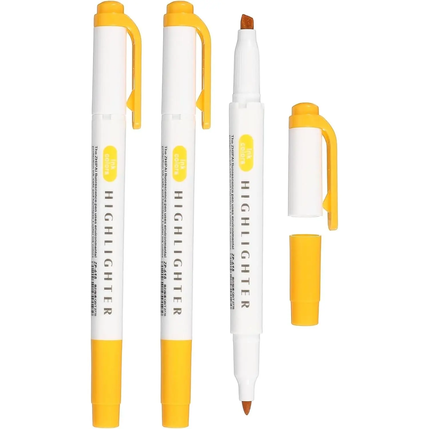 Highlighter Pen, 3 Pack Double Ended Highlighter Broad and Round Tips Marker Pens Studying Supplies for Office  Daily Use,