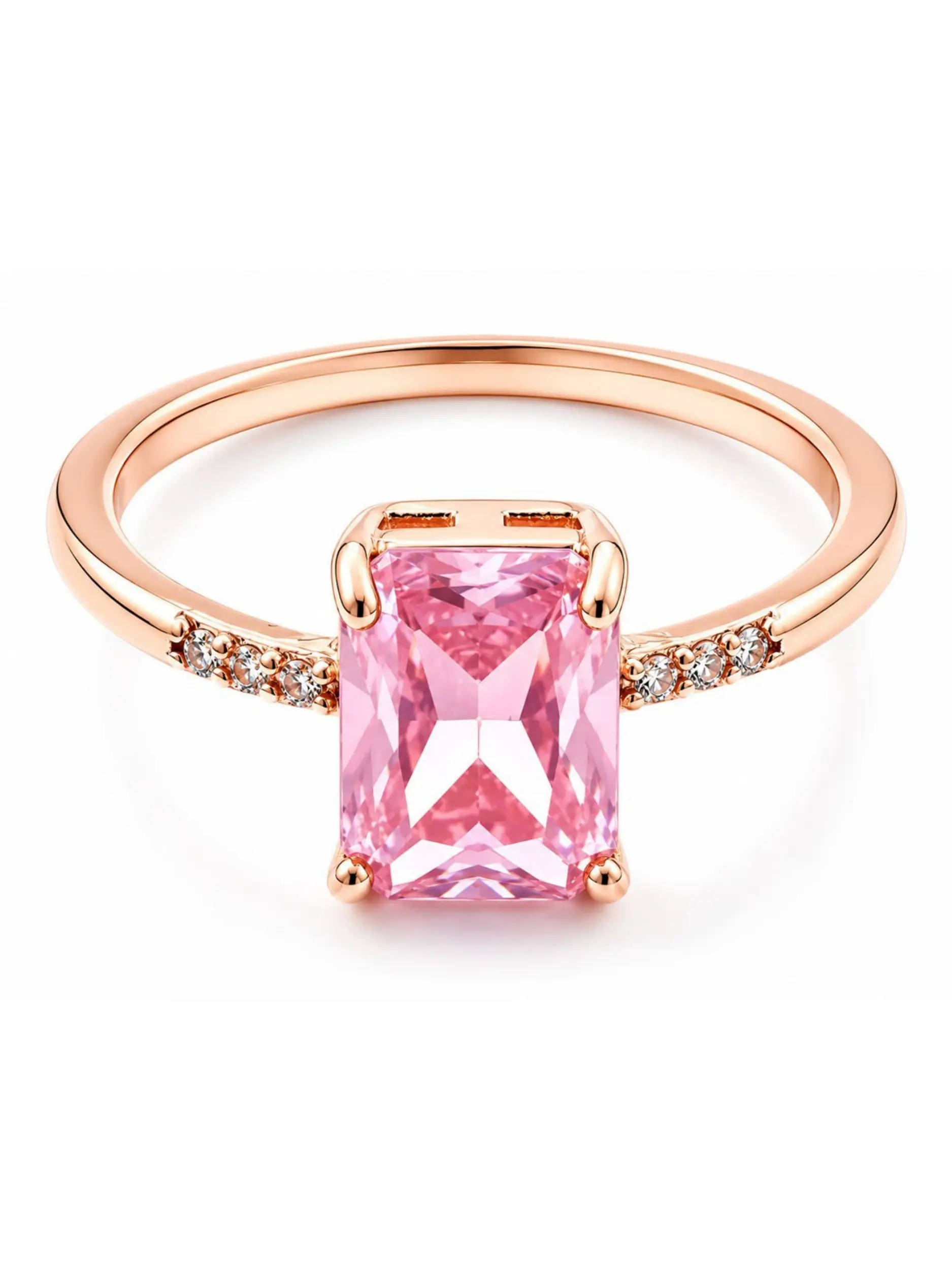 Square Gemstone Ring, Sparkling Square Cut with Bright Gems, Elegant Band with Delicate Diamonds, Multiple Dreamy Colors, Stackable Design, Dainty Statement Jewelry