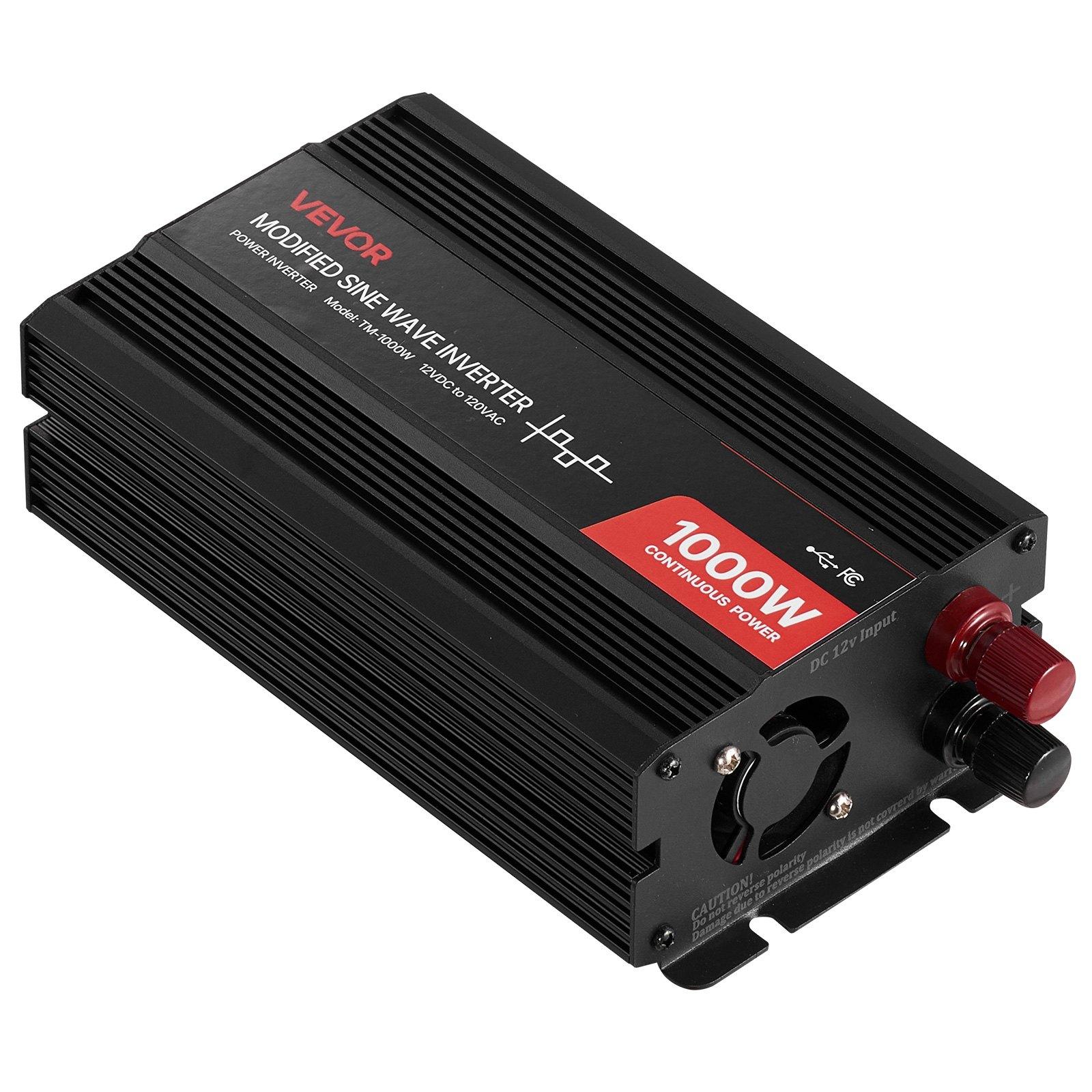 VEVOR 1000W Power Inverter, 12V DC to 120V AC Modified Sine Wave Inverter, Car Charger Converter with USB & Type-C Port, 2 AC Outlets, LED Indicator Light, Ideal for RV, Truck Outdoor Camping VEVOR 1000W Power Inverter, 12V DC to 120V AC Modified Sine Wave Inverter, Car Charger Converter with USB & Type-C Port, 2 AC Outlets, LED Indicator Light, Ideal for RV, Truck Outdoor Camping