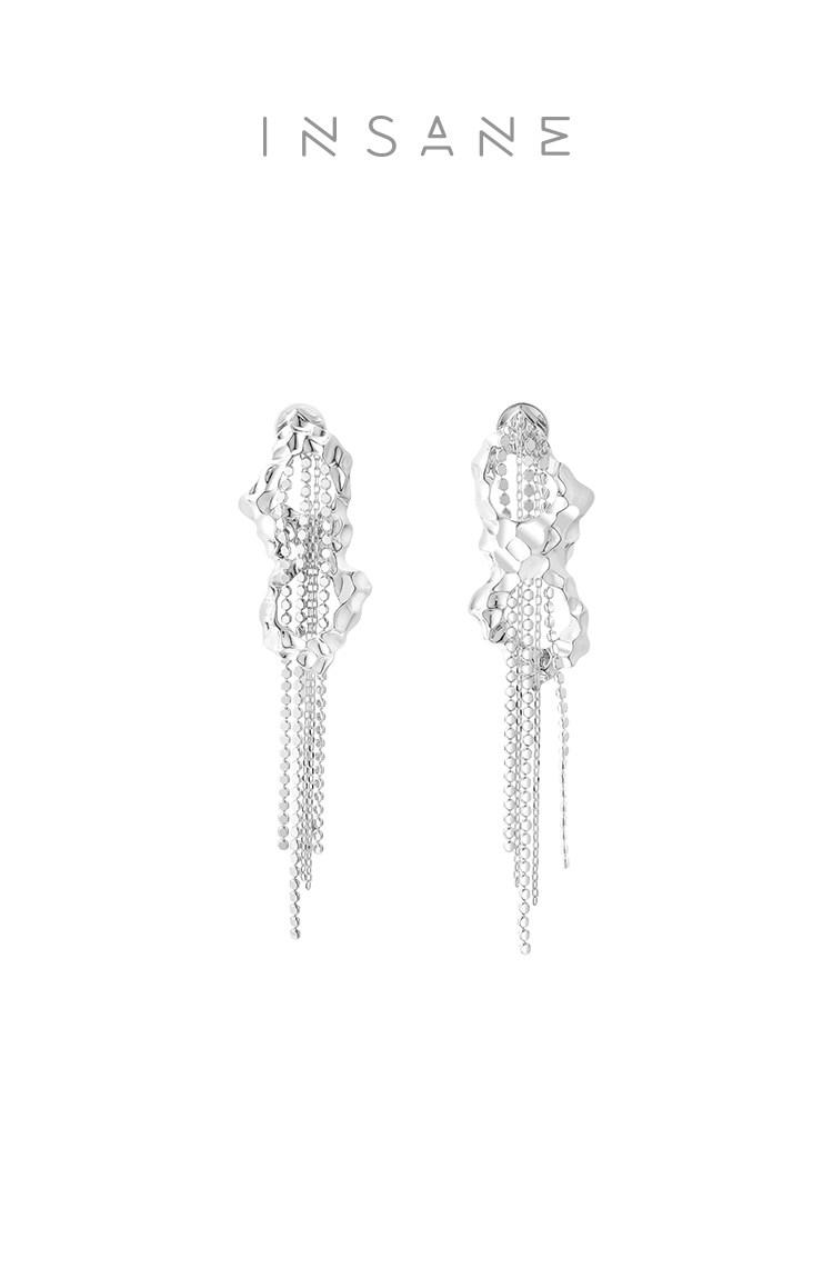 Copper alloy earrings, Tyndall series, multi-layer disc chain long fringed stud earrings INSANE niche original design