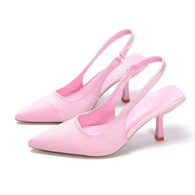 Spring Summer Pointed Toe Stiletto High Heeled Shoes Open Back Closed Toe Sandals Fairy Style High Heels to Match Skirts