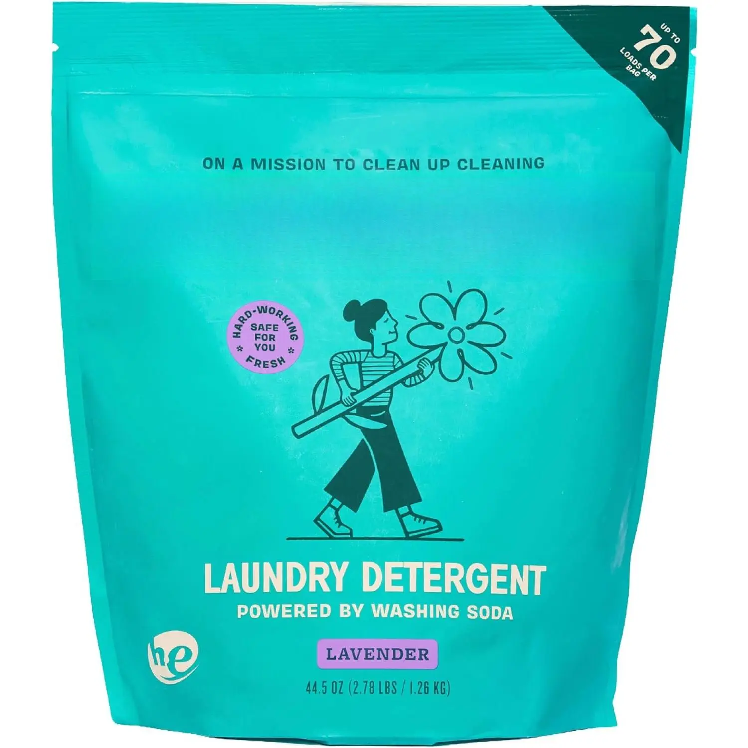 Laundry Detergent, Deep Cleaning,  Based,  Ingredients, 70 Loads Per Bag, Lavender, 44 Oz
