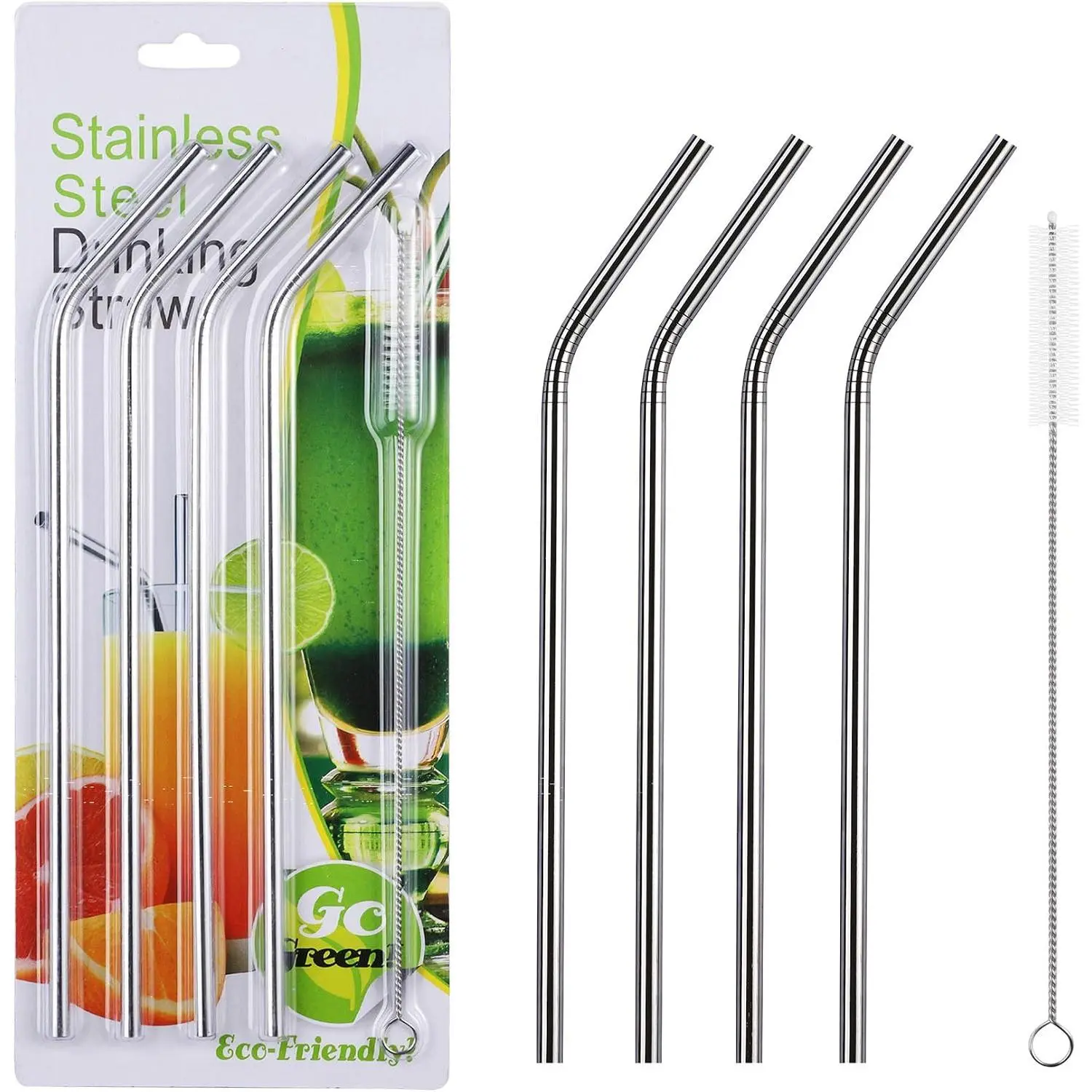 4 count  Metal Drinking Straws 8.5 Inch Stainless Steel Straw 6mm Diameter Wide -Compatible with 20oz  Tumblers  Washable non-plastic or glass - UNbreakable