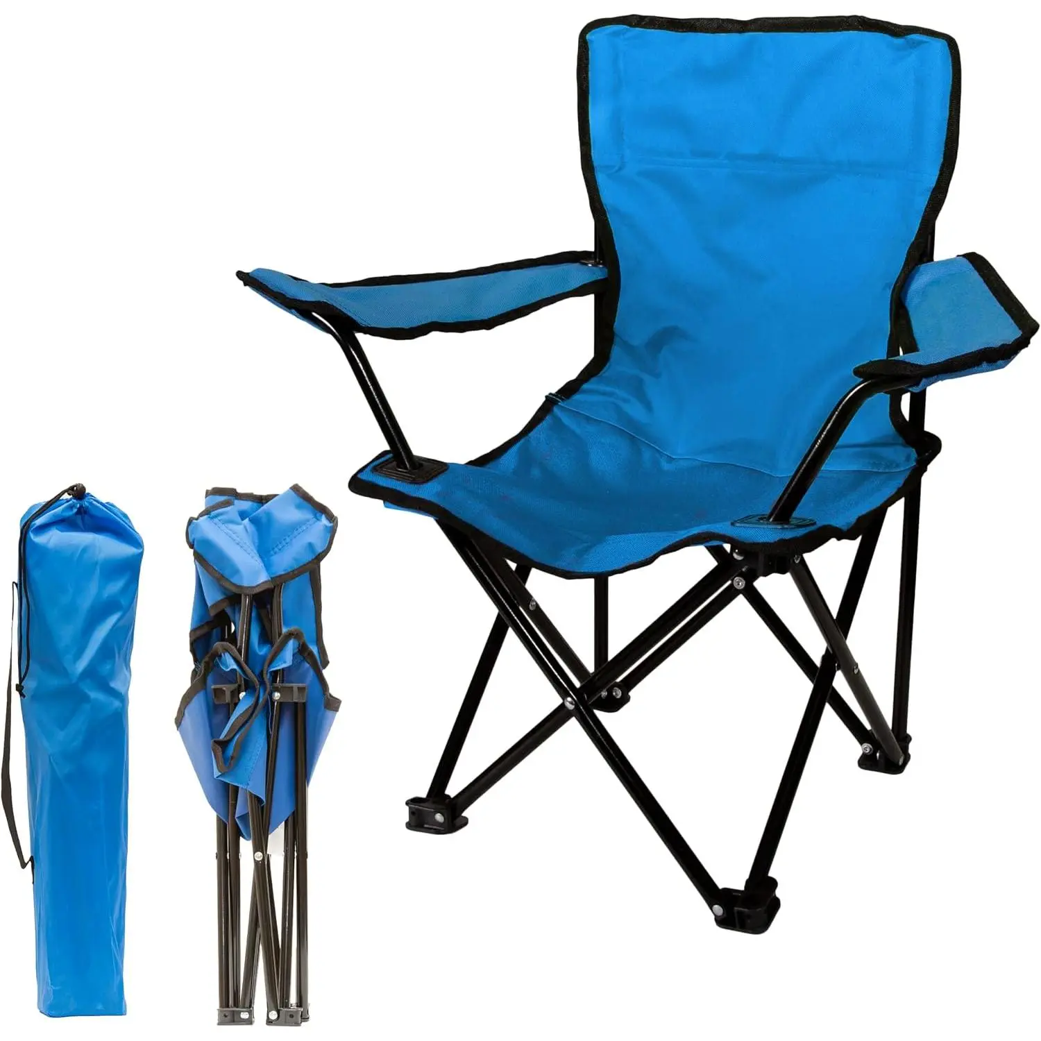 Single Kids Foldable Fabric Chair, Easy to Store, 100 lbs. Weight Capacity - Sapphire Blue
